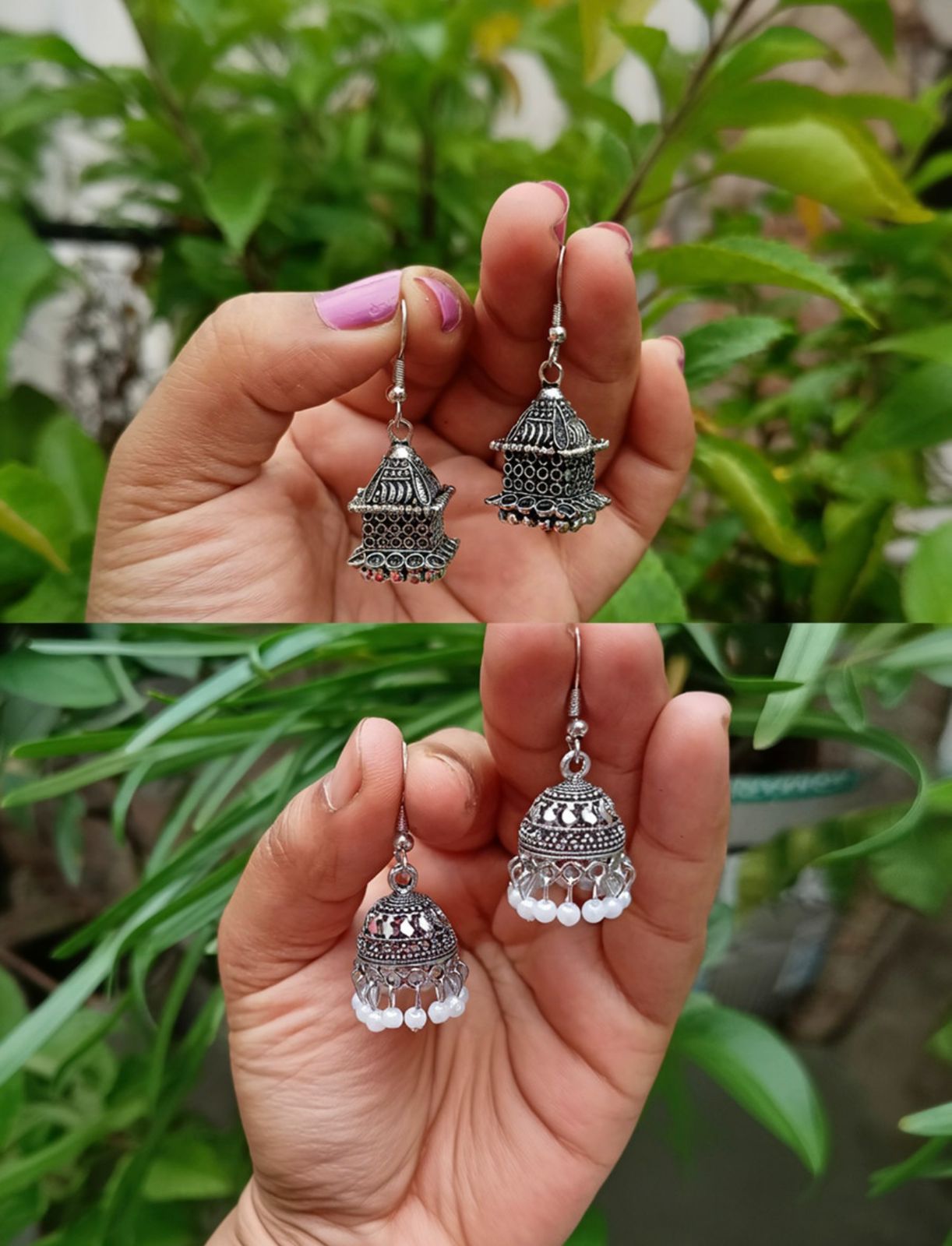 Rendy White Beaded Jhumka for Girls & Women | Lightweight Ethnic Earrings