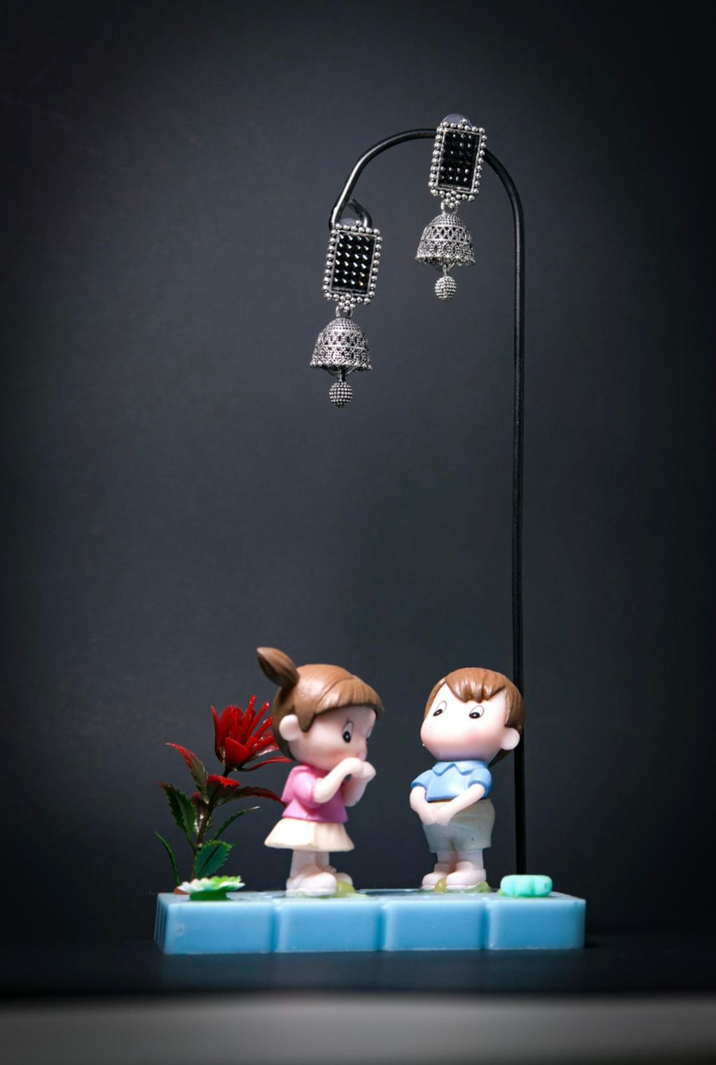 💎 Silver Oxidised White Beaded Jhumka Earrings | Trendy Alloy Drops & Chandbali Danglers Set