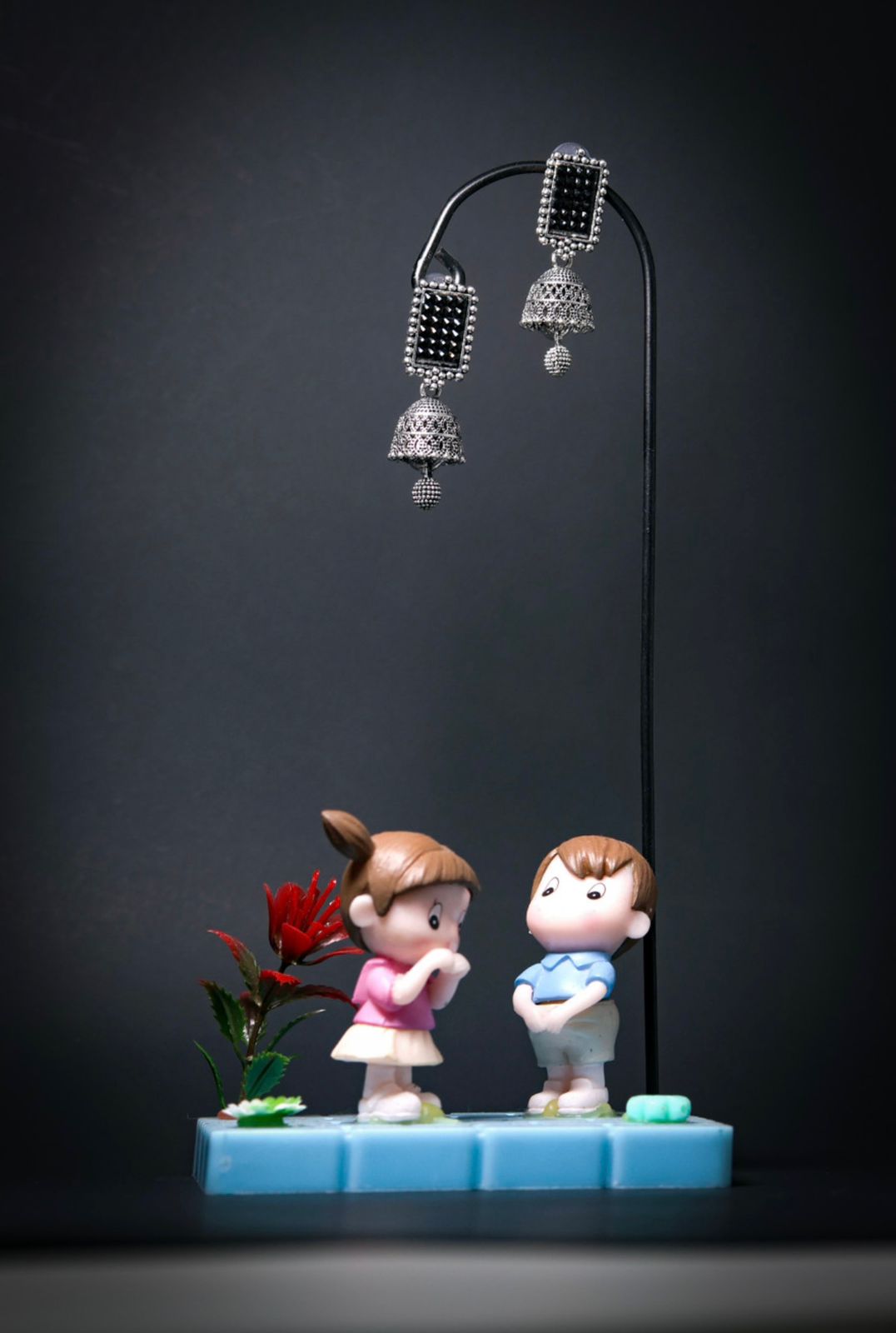 💎 Silver Oxidised White Beaded Jhumka Earrings | Trendy Alloy Drops & Chandbali Danglers Set