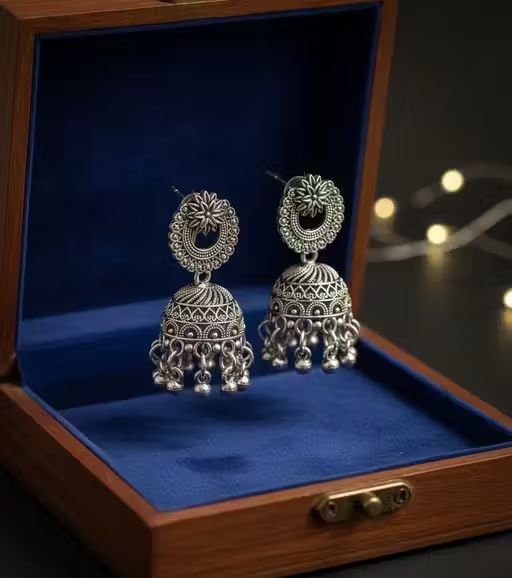 Regal Heritage Oxidized Jhumka Earrings – Timeless Beauty with a Royal Touch 👑