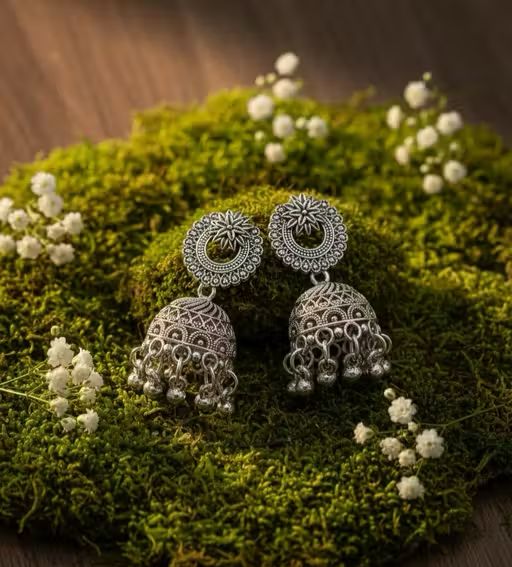 Regal Heritage Oxidized Jhumka Earrings – Timeless Beauty with a Royal Touch 👑